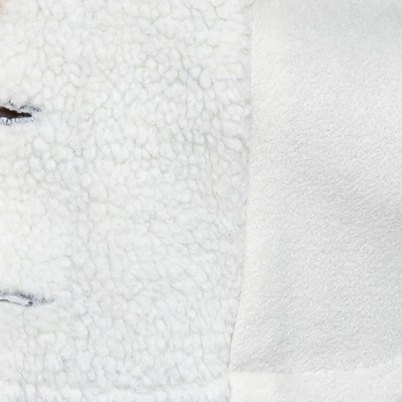 Last New Crop Denim Jean Jacket Frayed Sherpa Inner Fur Long Sleeve Premium - Picture 7 of 10